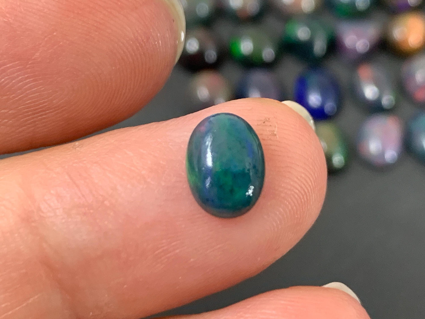 Black Ethiopian Opal 6x8mm cabochon - round, oval, pear, rectangle