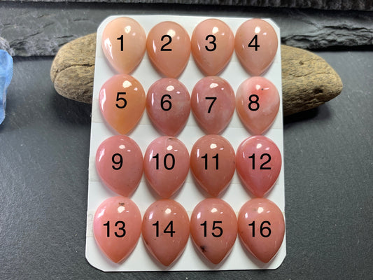 Pink Opal pear 15x20mm cabochon - Calibrated cabochons