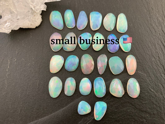 Faceted Ethiopian Opal 9-12mm long cabochon