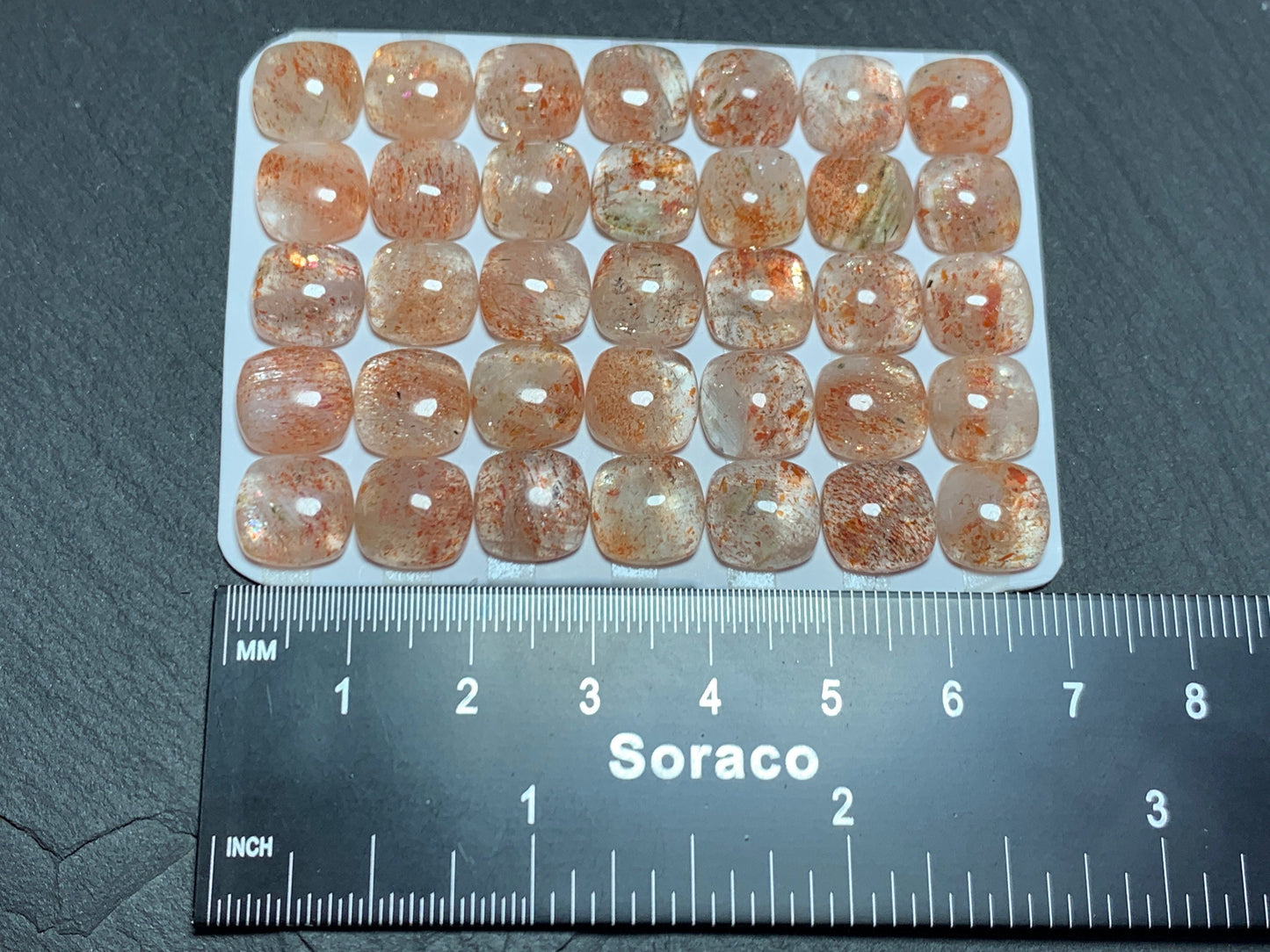 Sunstone square cushion 10mm Cabochon - Calibrated cabochons