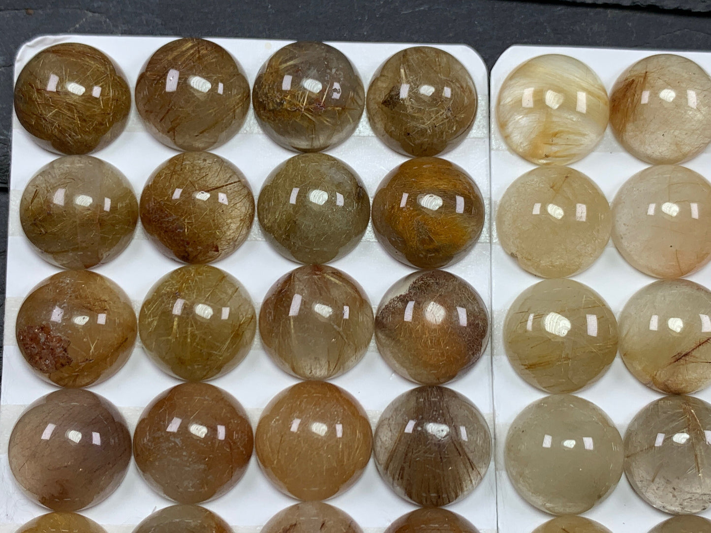 Rutilated Quartz round 15mm cabochon - Calibrated cabochons