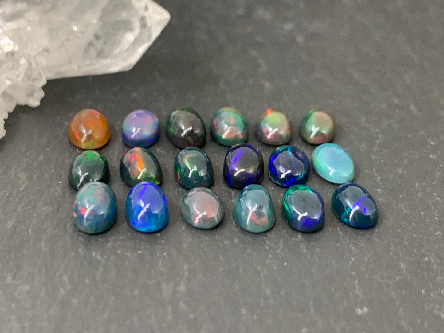 Black Ethiopian Opal oval 4x6mm cabochon