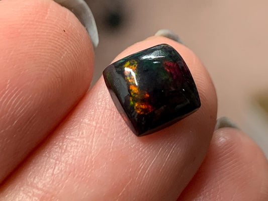 Natural Ethiopian Black Opal 8x8x4mm cabochon