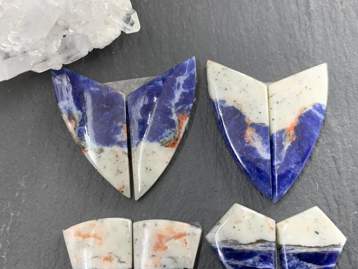 Natural Sodalite pair 26-31mm long cabochon