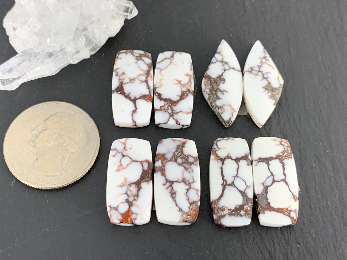 Wild Horse Jasper 22-26mm long cabochon pair