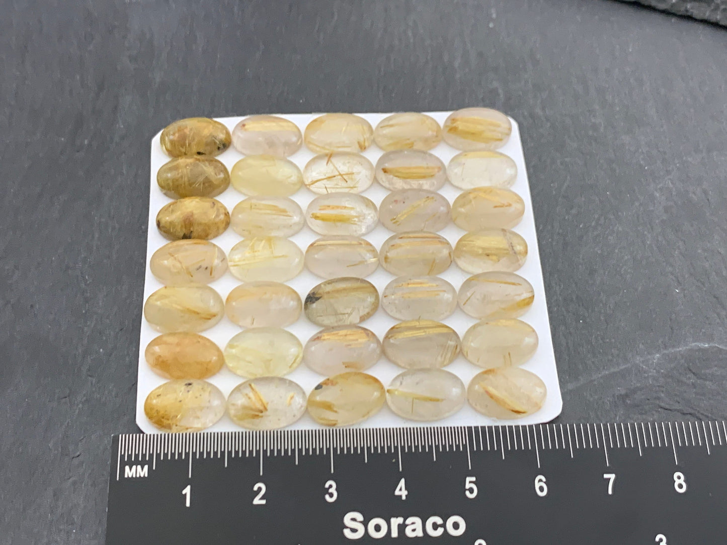 Gold Rutilated Quartz oval 8x12mm cabochon - Calibrated cabochons