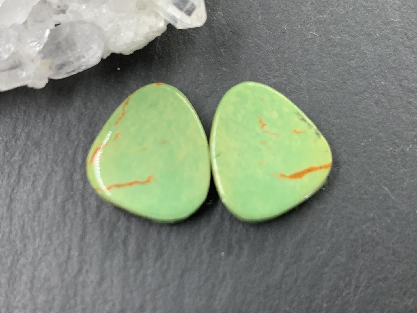 Tibetan Turquoise Pair 12x14mm Cabochon - Hand Cut Cabochon