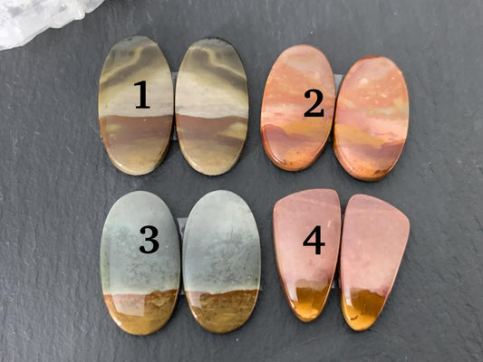 Polychrome Jasper cabochon pair