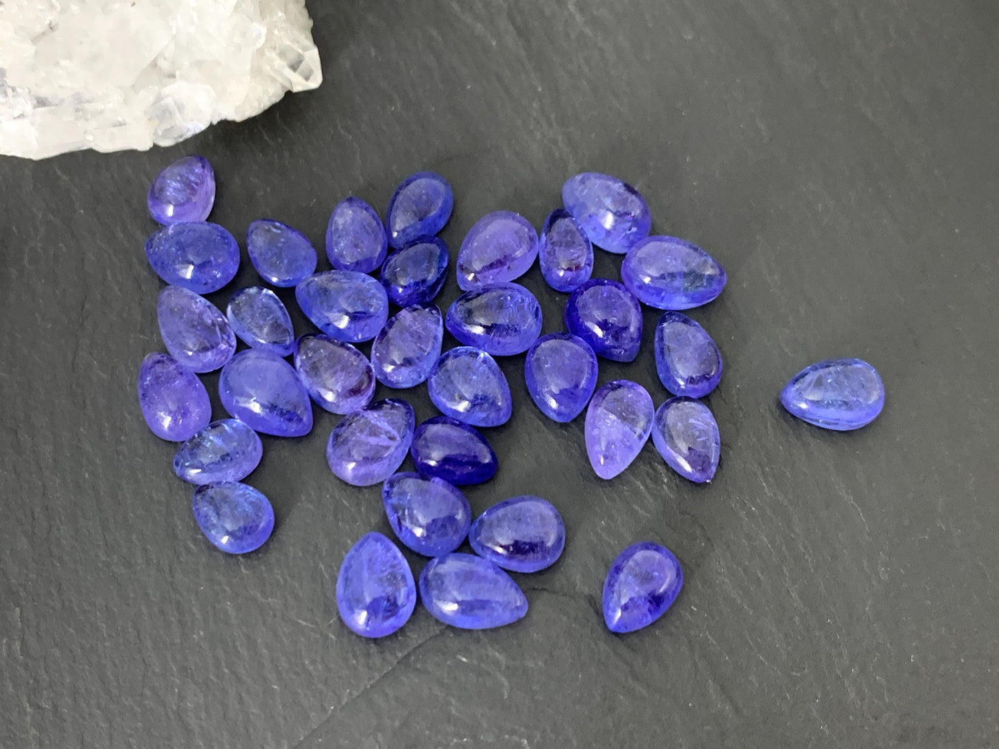 Tanzanite pear cabochon 6-10mm long - select your size