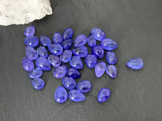 Tanzanite pear cabochon 6-10mm long - select your size