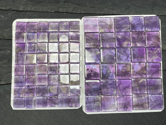 Flat Amethyst Square 8mm, 10mm, 12mm cabochon - Calibrated cabochons