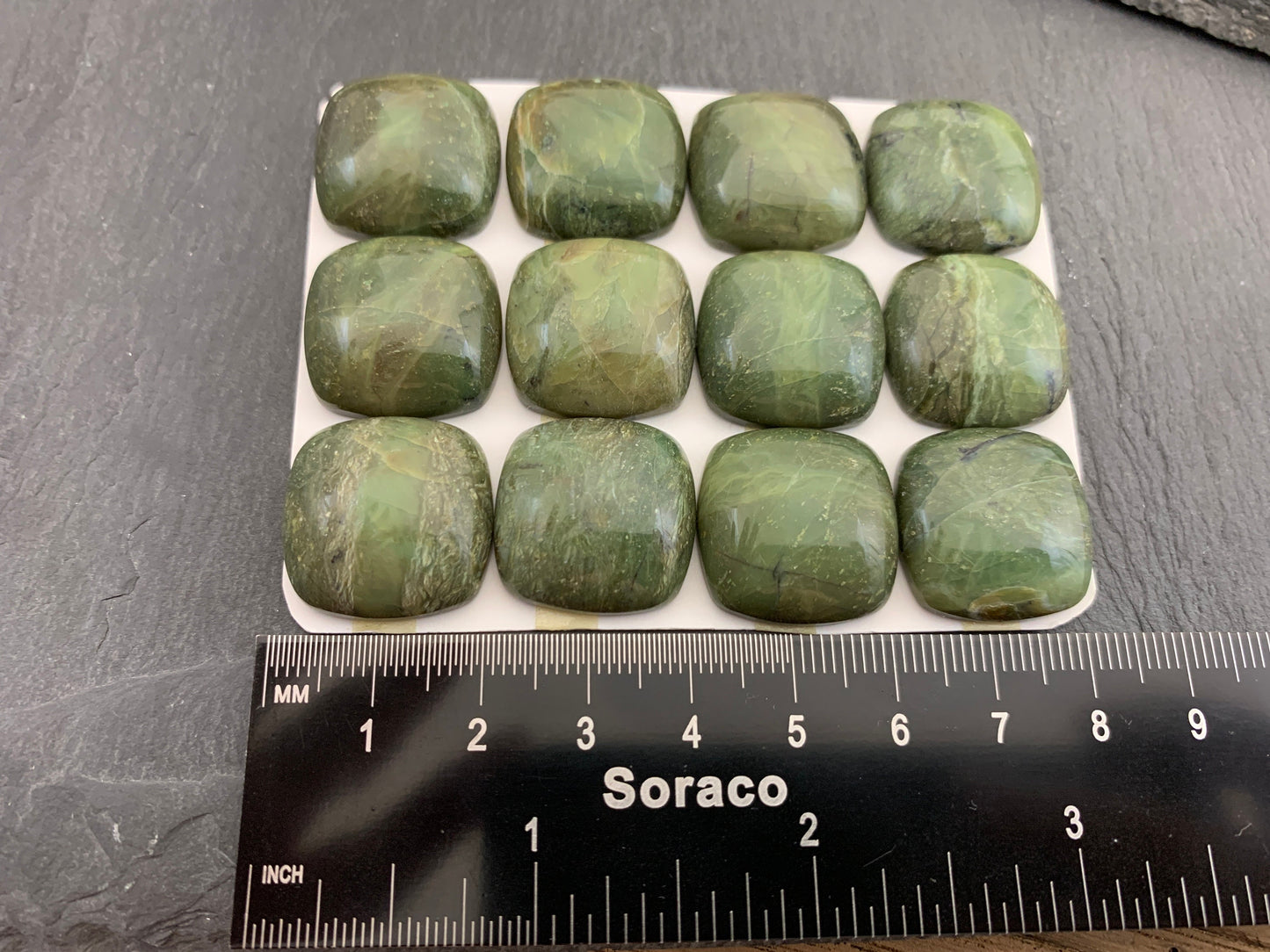 Green Opal Square 20mm Cabochon - Calibrated cabochons