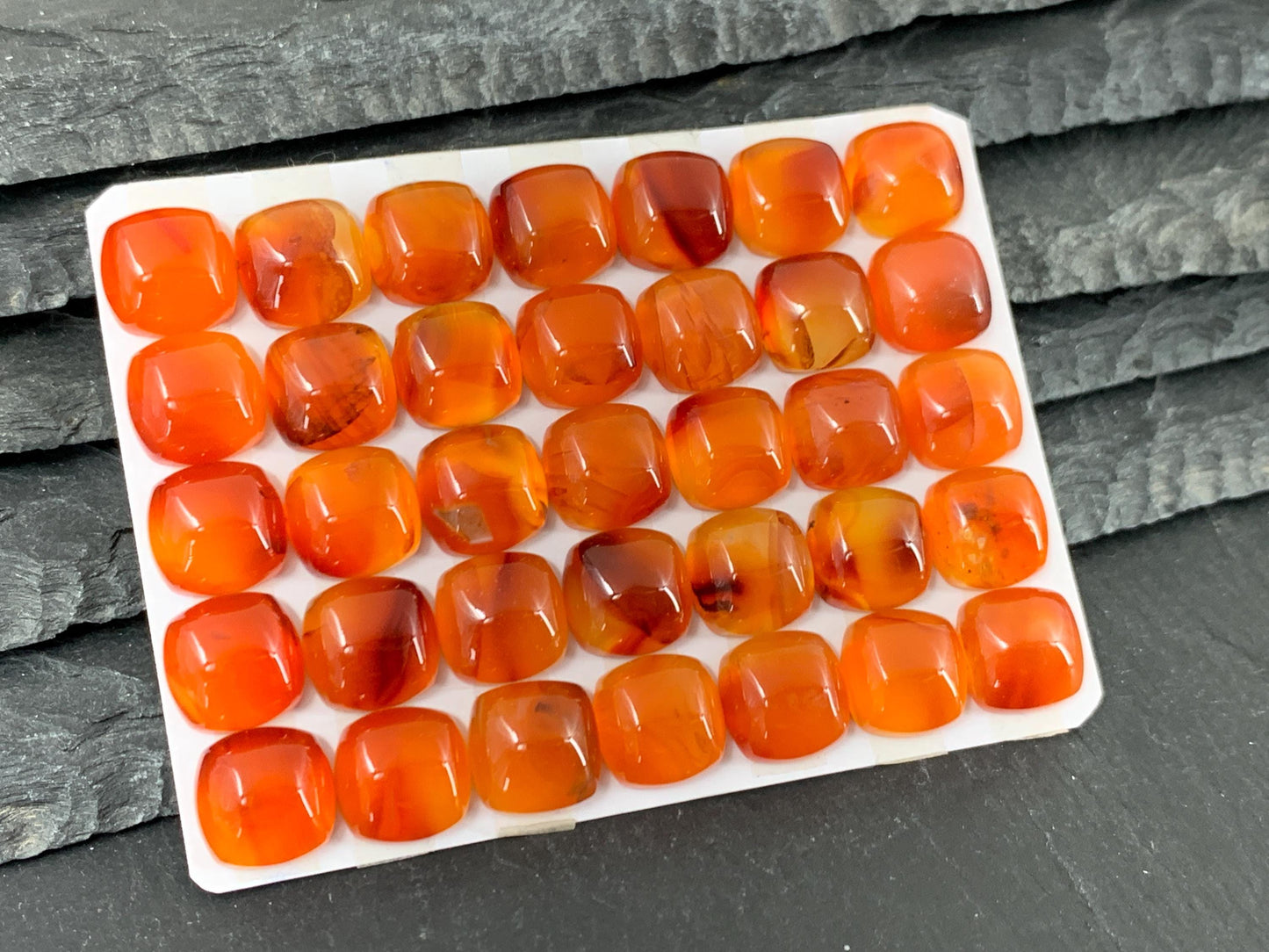 Carnelian Square Cushion 10mm Cabochon - Calibrated Gemstone for Jewelry