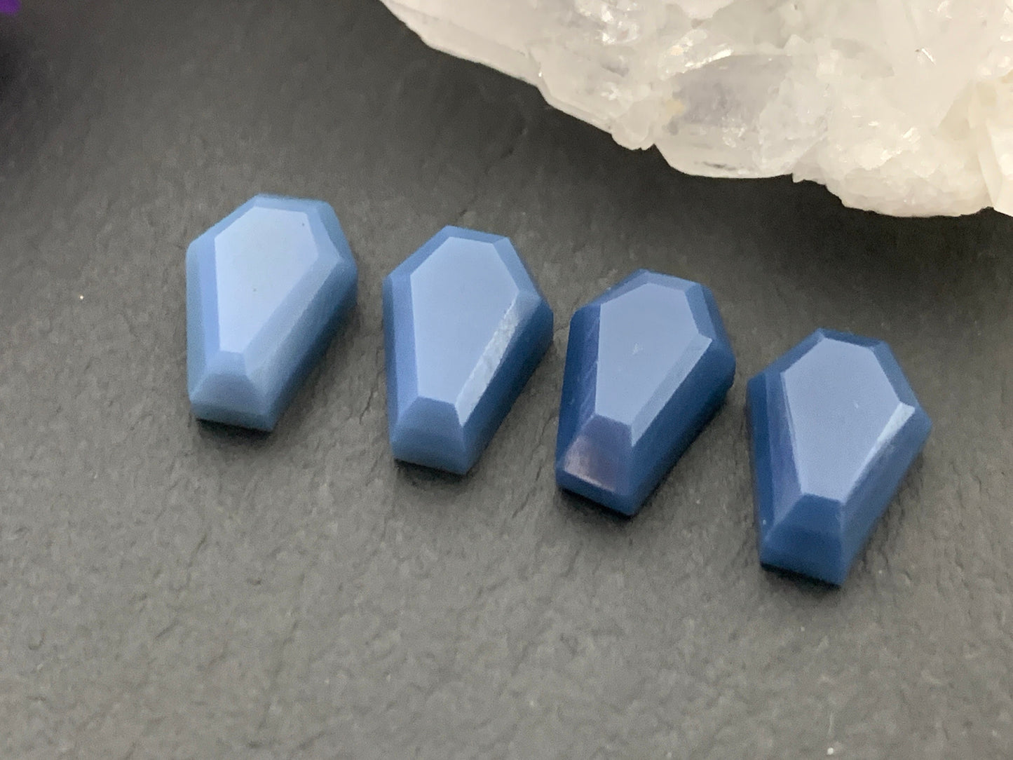 Blue Opal Coffin 7x10mm cabochon - Earrings size coffin