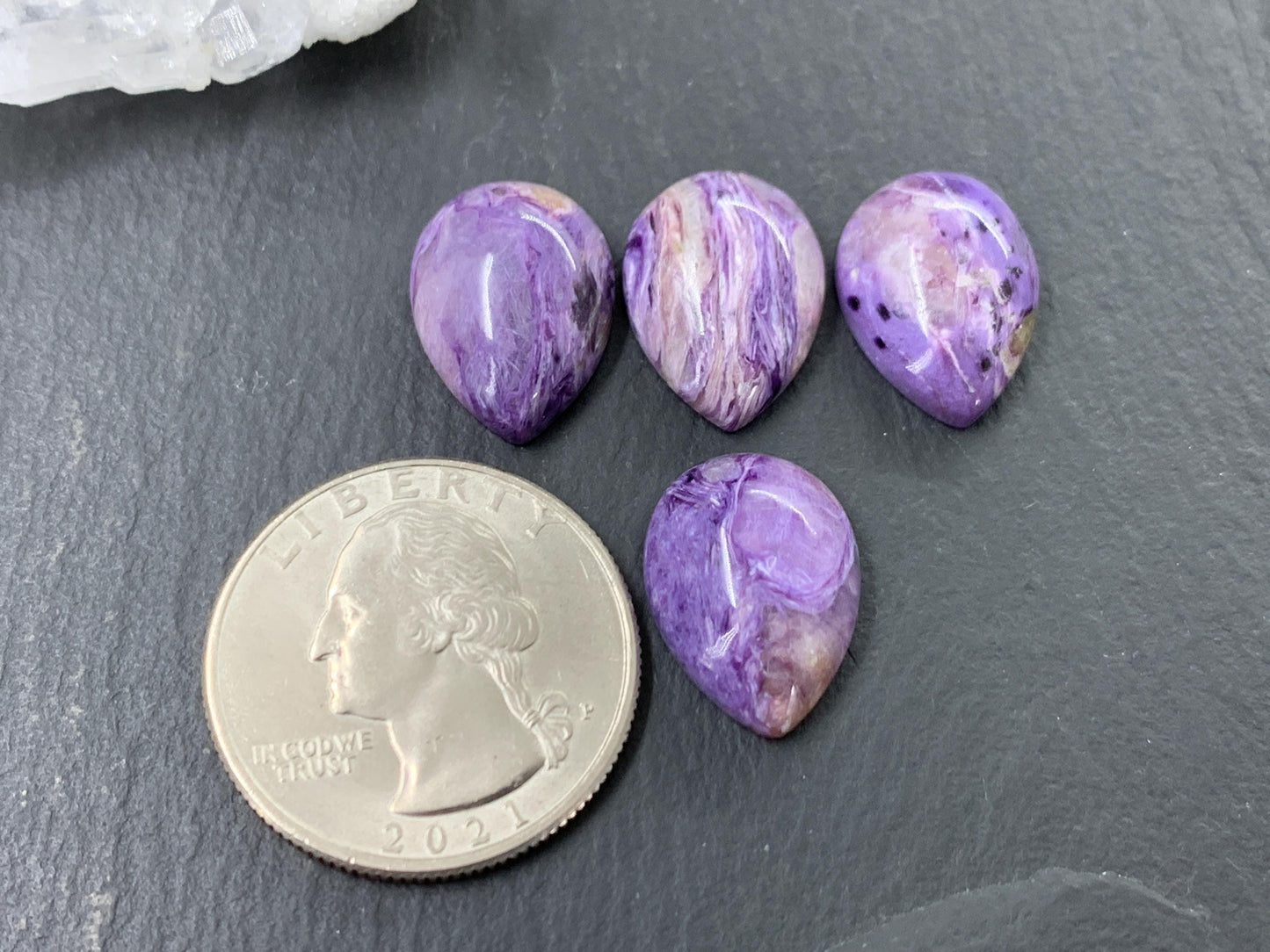 Charoite pear 12x16mm cabochon - Calibrated cabochons