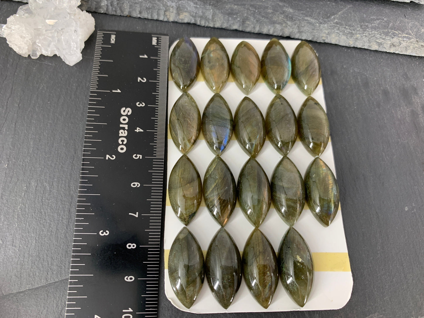 Labradorite marquise  12x25mm cabochon - Calibrated Cabochons