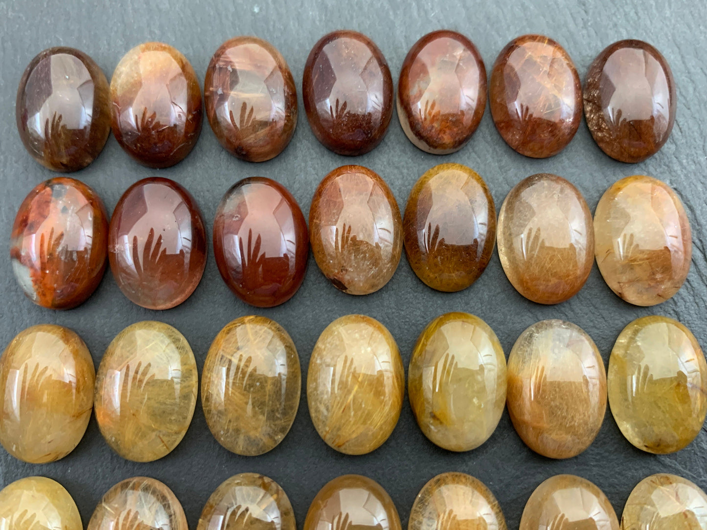 Rutilated quartz oval 13x18mm cabochon - Calibrated cabochons