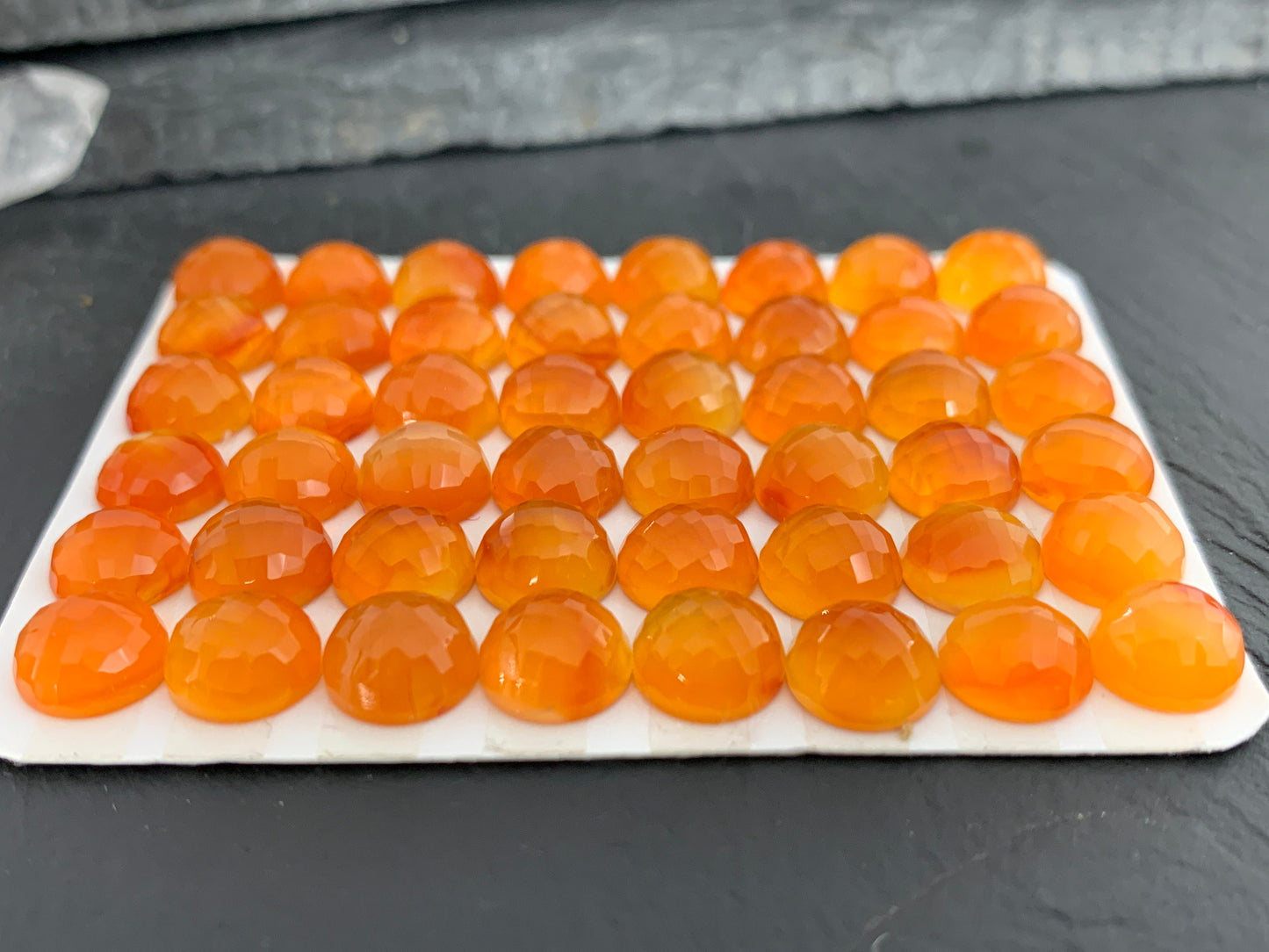 Faceted Carnelian round 8mm Cabochon