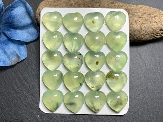 Prehnite heart 15mm cabochon - Calibrated Cabochons
