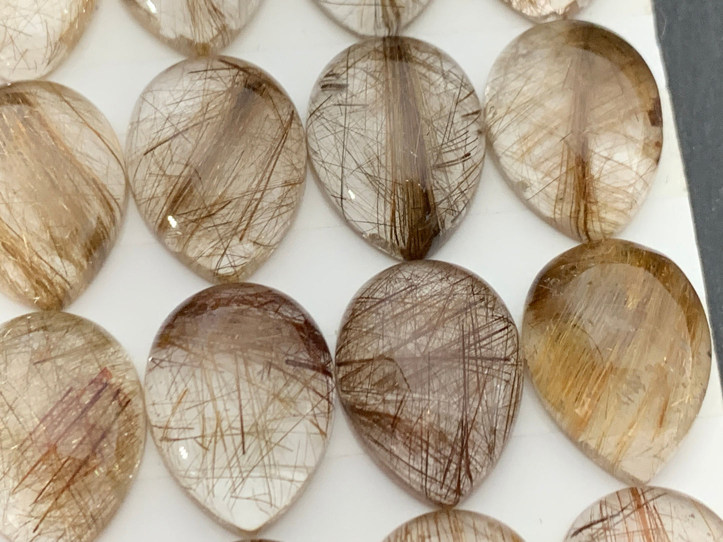 Rutilated Quartz pear 15x20mm cabochon - Calibrated cabochons