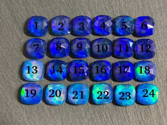 Faceted Aurora Opal square 10mm cabochon - Doublet cabochons