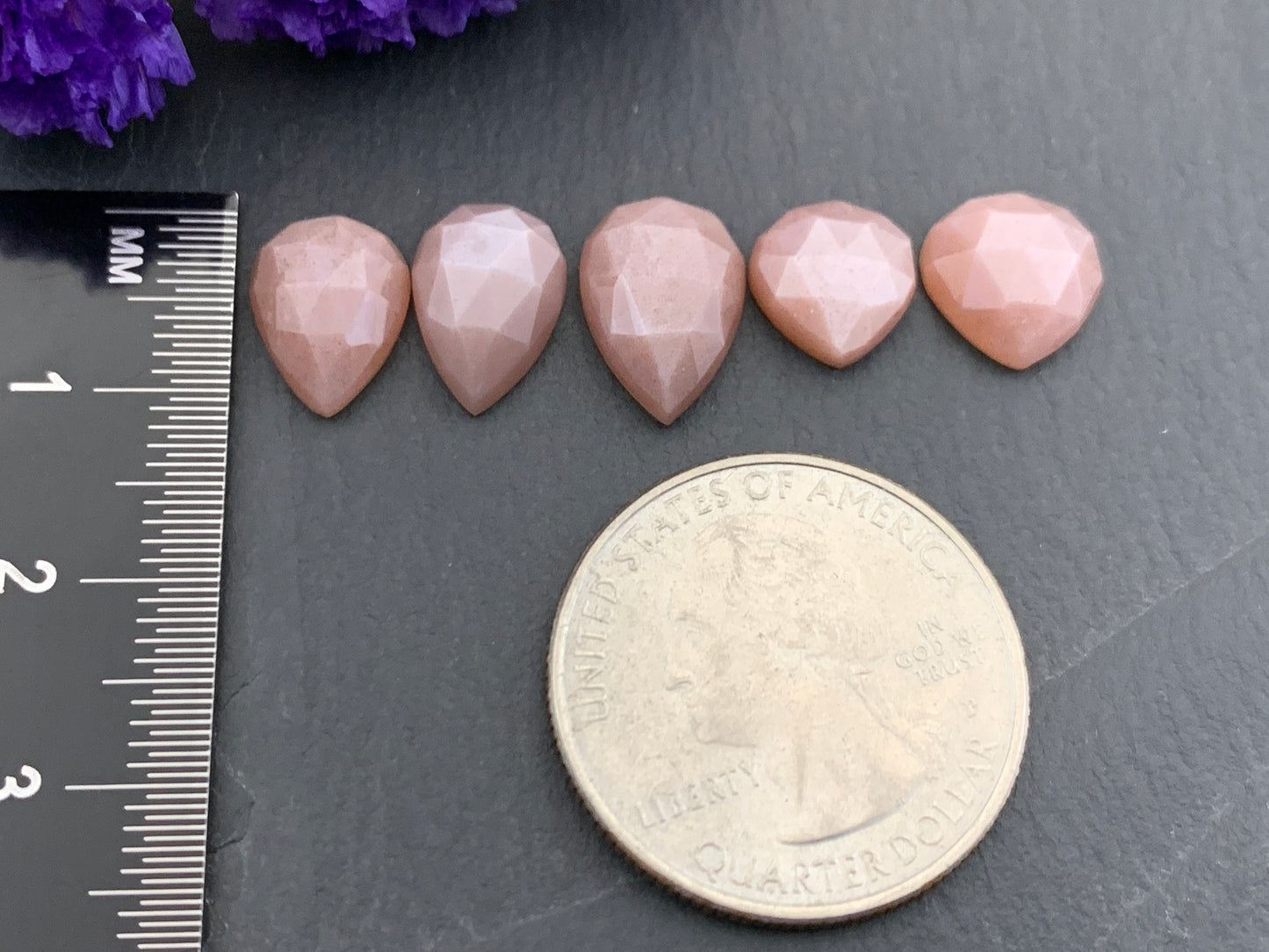 Faceted Moonstone pear cabochon