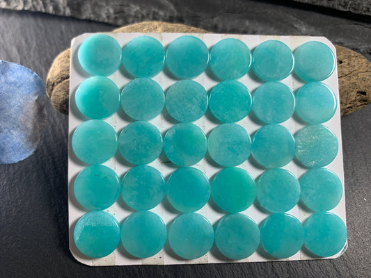 Flat Amazonite round 12mm cabochon - Calibrated cabochons