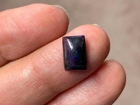Black Ethiopian Opal rectangle 7x10x3mm cabochon