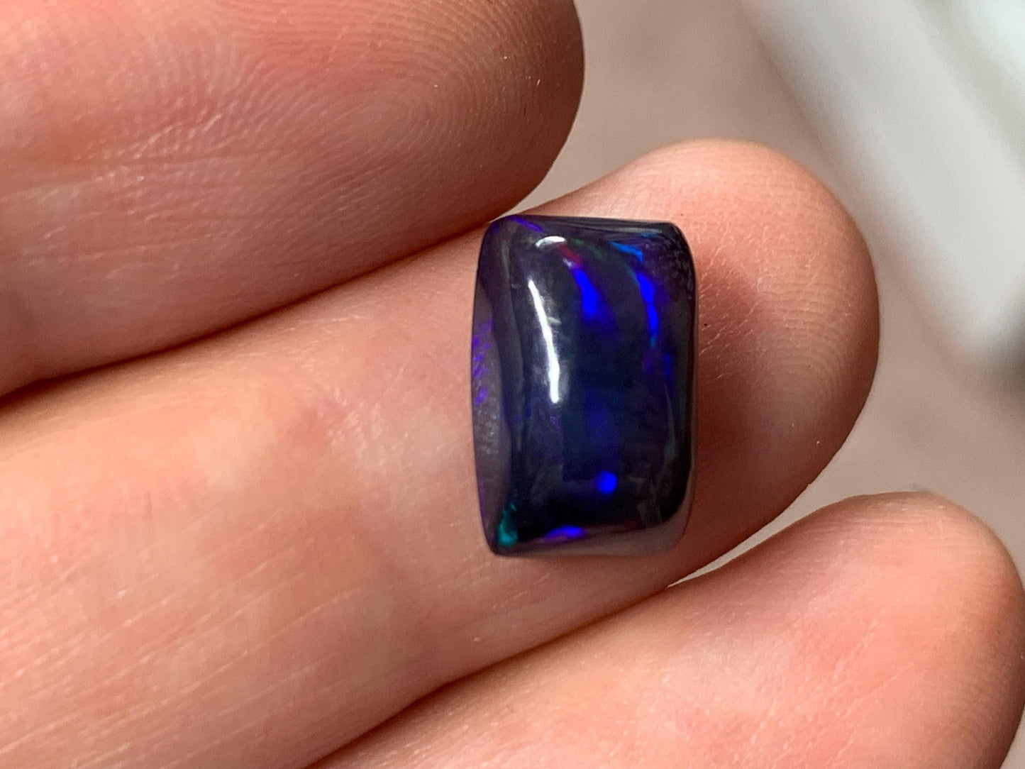 Black Ethiopian Opal rectangle 7x11x5mm cabochon