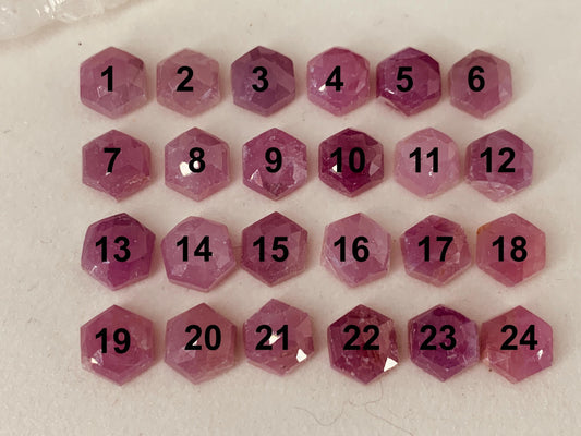Discounted Faceted Pink Sapphire hexagon 8x9mm cabochon