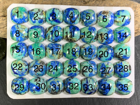 Azurite square cushion 10x10mm cabochon - Calibrated cabochons