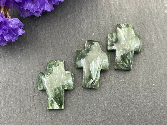 Seraphinite cross 12x16mm cabochon - Calibrated cabochons