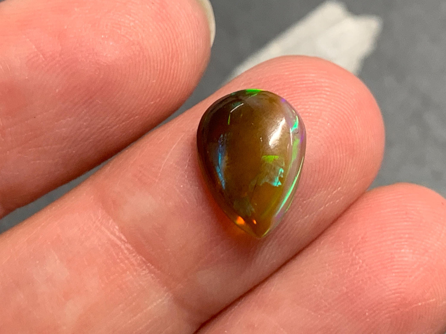 Natural Black Ethiopian Opal pear 9x12x3mm cabochon