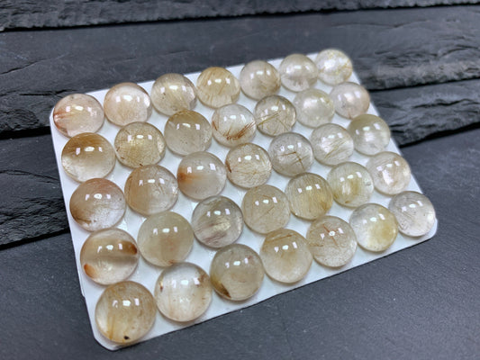 Rutilated Quartz round 10mm cabochon - Calibrated cabochons