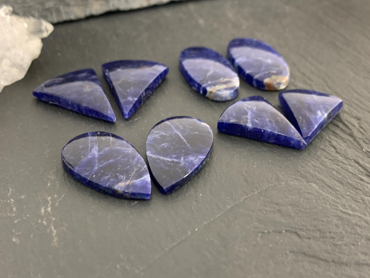 Natural Sodalite pair 18-24mm long cabochon