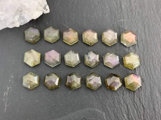Faceted Labradorite hexagon 8mm cabochon