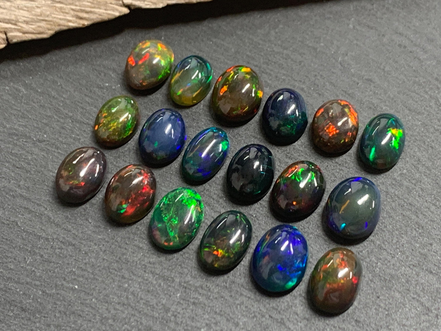 Natural Black Ethiopian Opal oval 10-11mm long Cabochon/ Select your cabochon