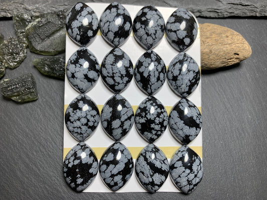 Snowflake Obsidian marquise 18x25mm cabochon - Calibrated cabochons