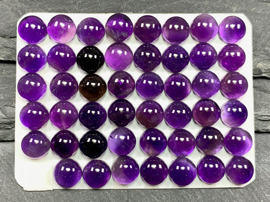 Amethyst round 8mm cabochon - Calibrated cabochons