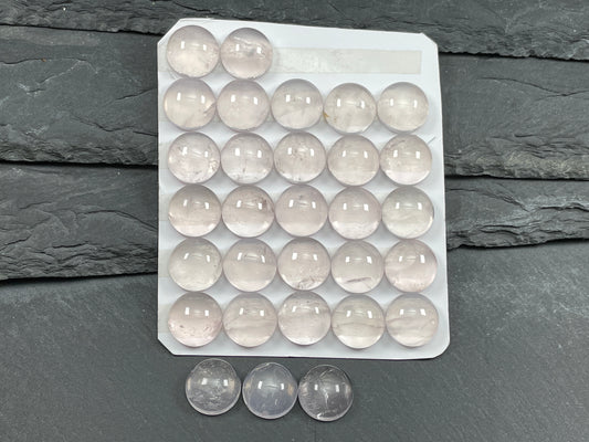Rose Quartz round 12mm cabochon - Calibrated cabochons
