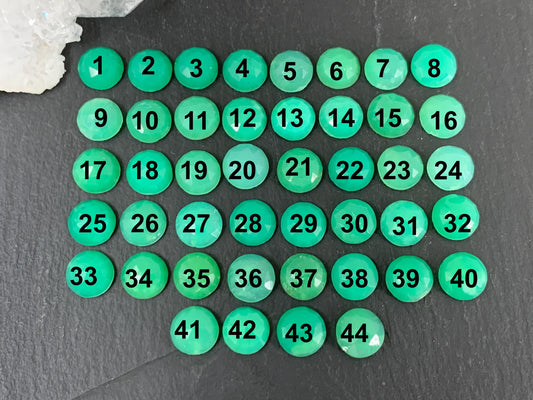 Faceted Chrysoprase round 8mm cabochon
