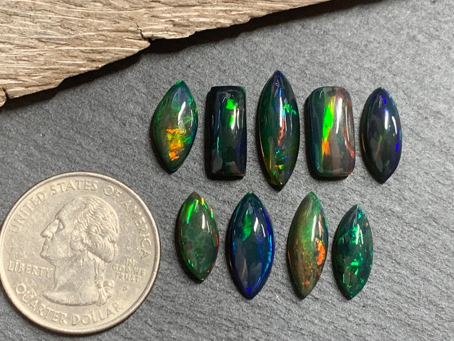 Natural Ethiopian Black Opal 13-16mm long Cabochon/ Select your cabochon