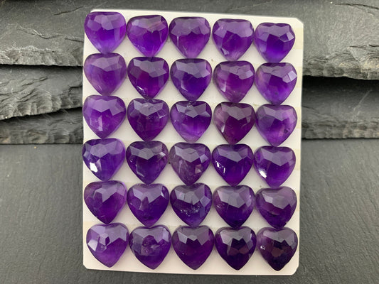 Faceted Amethyst heart 12x12mm cabochon - Calibrated cabochons