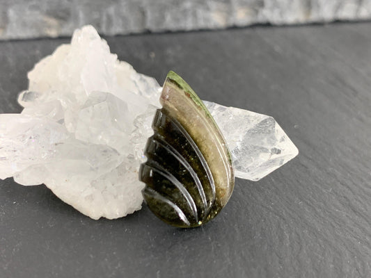 Carved Tourmaline 13x20x3mm cabochon