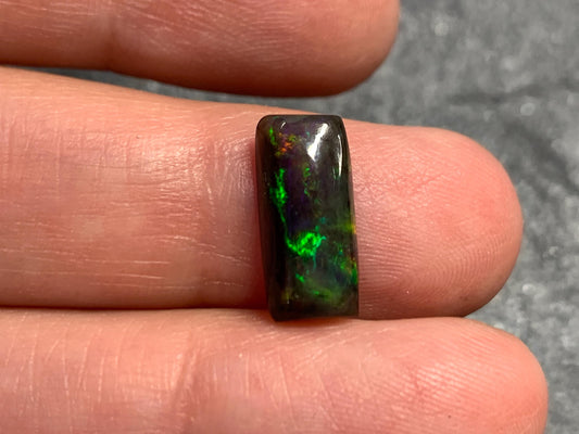 Black Ethiopian Opal rectangle 6x13x3mm cabochon