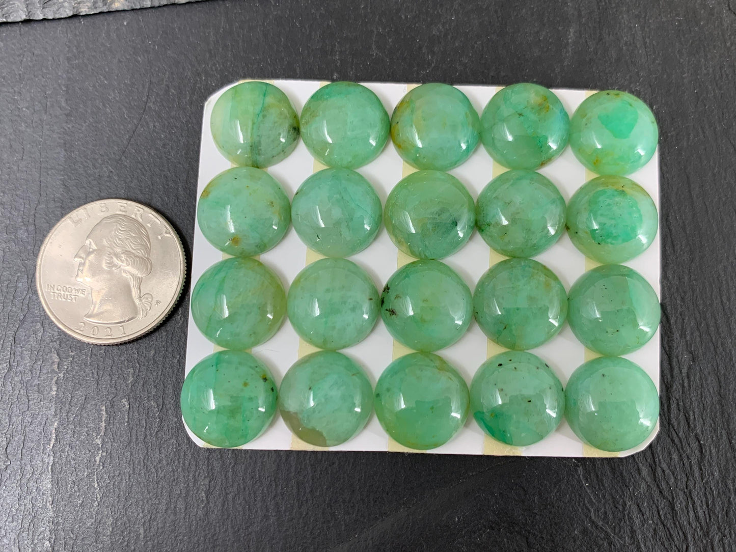 Chrysocolla round 15mm cabochon - Calibrated cabochons