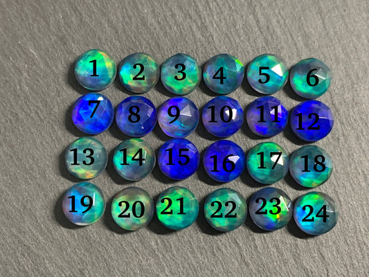 Faceted Aurora Opal 10mm cabochon - Doublet cabochons