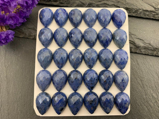Faceted Dumortierite pear 10x14mm Cabochon - Calibrated Cabochons