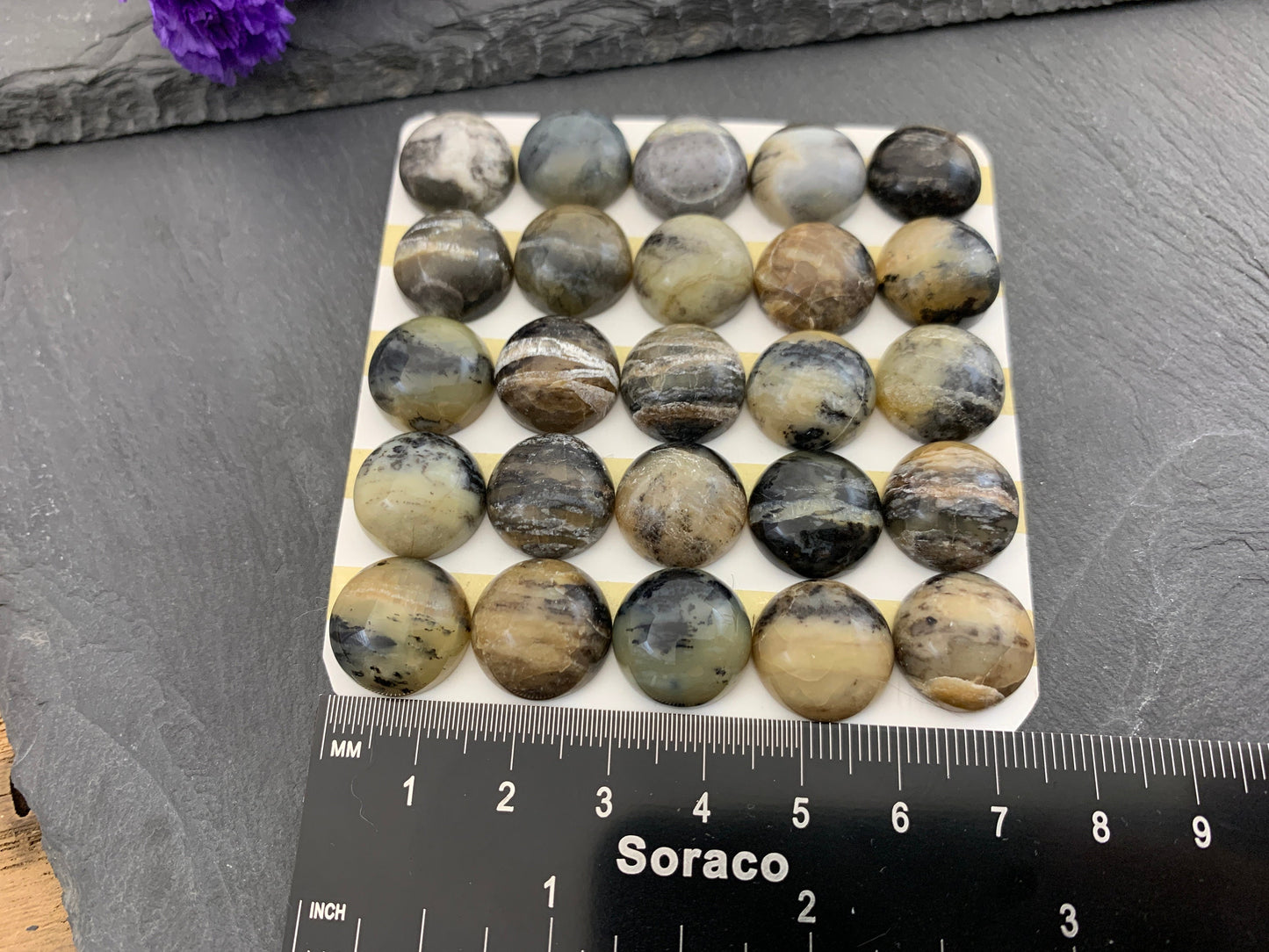 Golden Black Pietersite round 15mm cabochon - Calibrated cabochons  e