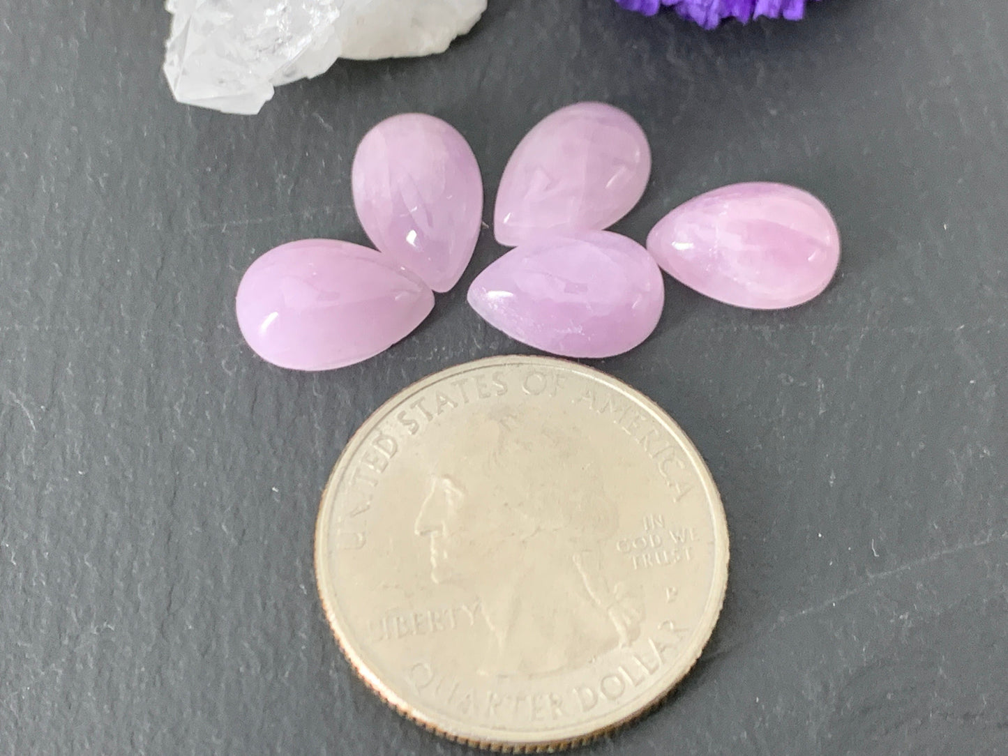 Kunzite pear 8x12mm cabochon - Calibrated cabochons